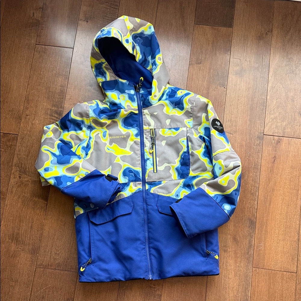 Obermeyer Blue and Yellow Camouflage Jacket